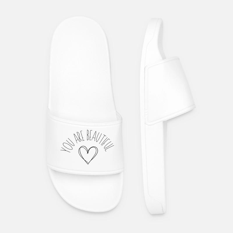 Heart Lines Silhouette - Men’s Pool Sliders - white
