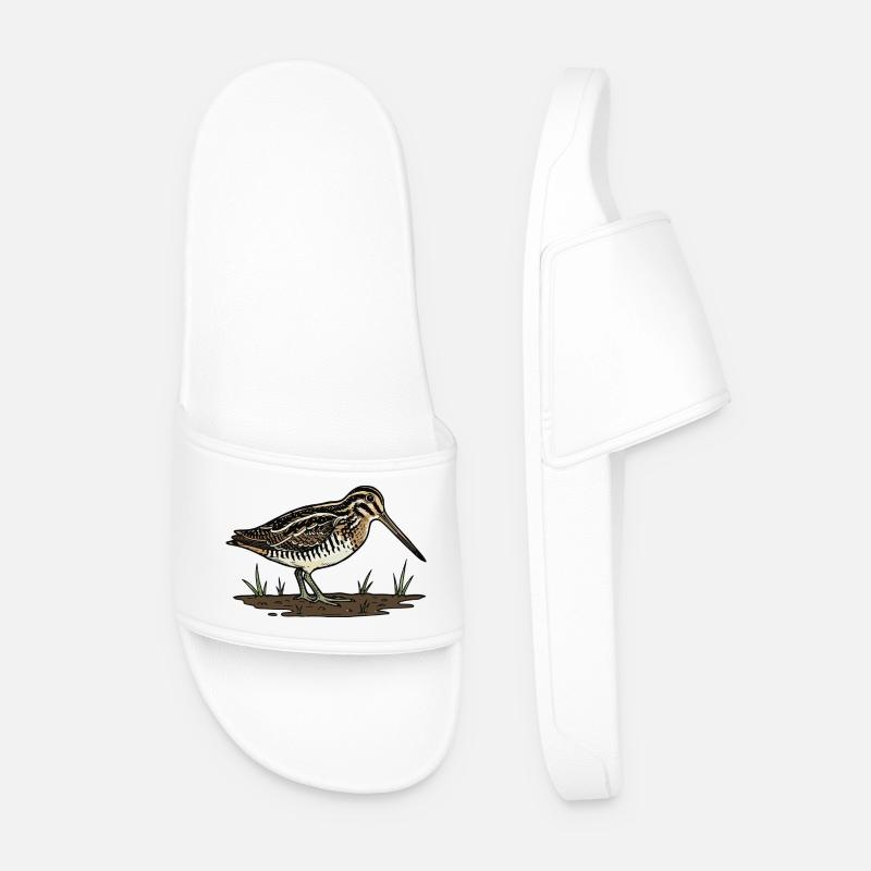 Snipe Snipe Snipe Camouflage Bird - Men’s Pool Sliders - white