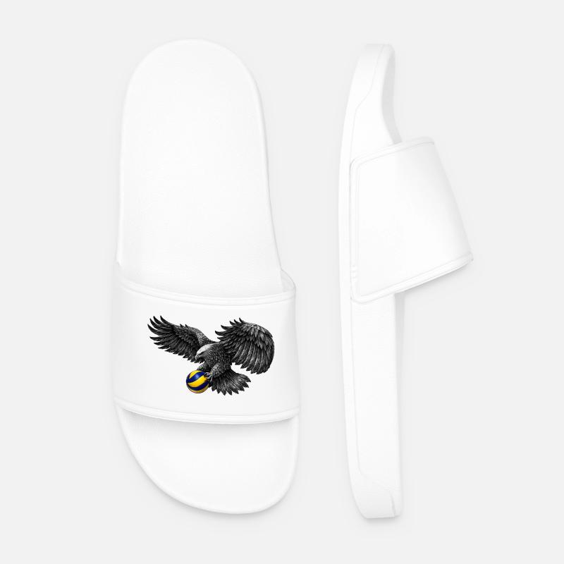 Eagle with volleyball - Men’s Pool Sliders - white