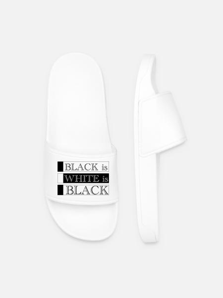 Black Is White Is Black - Minimal Typography - Men’s Pool Sliders - white