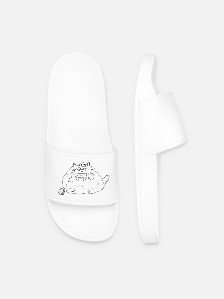 Feed me fat cat - Men’s Pool Sliders - white
