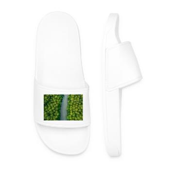 Vue aérienne : plantation tropicale de cocotiers et rivière - Claquettes Homme - blanc - Devant