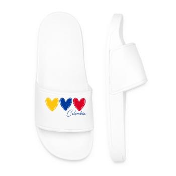 T-shirt Colombie Cœurs Drapeau Fierté - Claquettes Homme - blanc - Devant