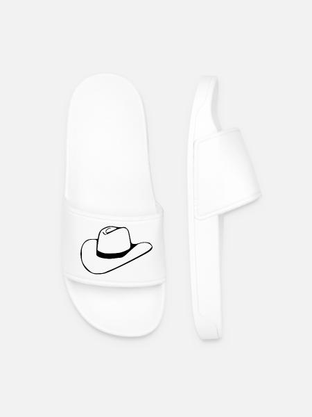 Cowboy Cowboy Hat Line Dance Gift - Men’s Pool Sliders - white