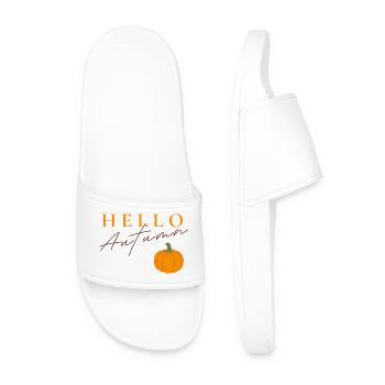 Bonjour Autumn | Motif de citrouille d’automne - Claquettes Homme - blanc - Devant