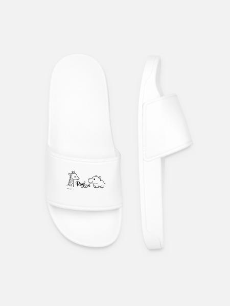 Giraffes and Hippopotamus: True Love - Men’s Pool Sliders - white