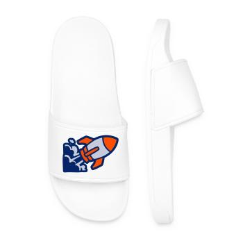 Spaceship Rocket Icon - Men’s Pool Sliders - white - Front