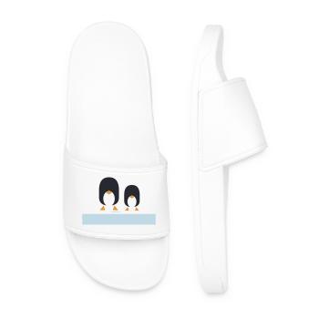 Geometric Black Penguins Duo - Men’s Pool Sliders - white - Front