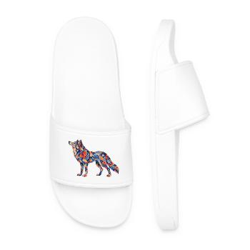 Patchwork Wolf Colors Game - Men’s Pool Sliders - white - Front