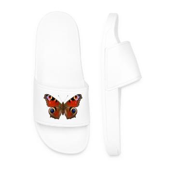Peacock Butterfly Aglais io Realistic Style - Men’s Pool Sliders - white - Front