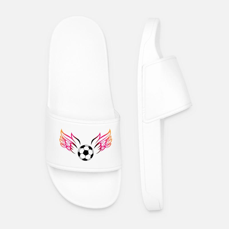 Flügel-Fußball-Design mit Dynamik - Männer Badelatschen - Weiß