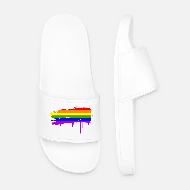 Rainbow Flag Graffiti - Men’s Pool Sliders - white