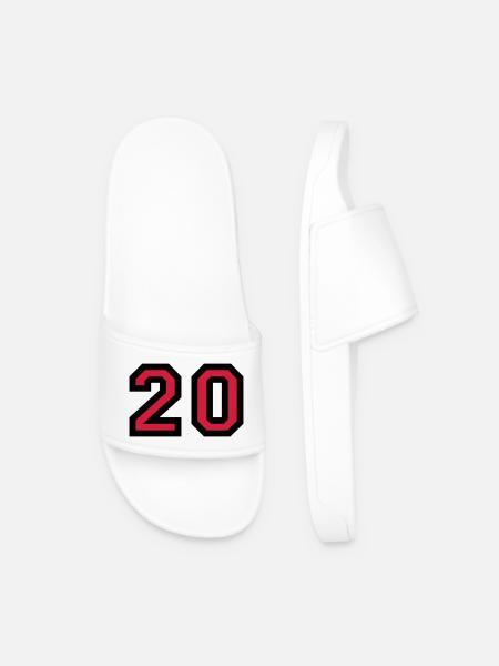 The number 20 - number twenty - Men’s Pool Sliders - white