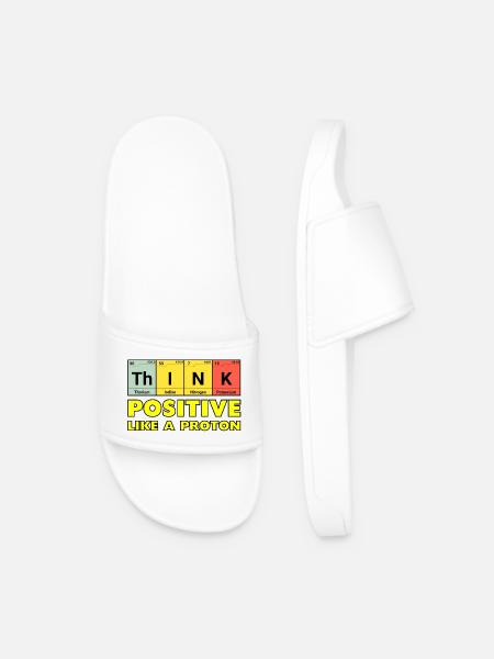 Think positively, like a proton - Men’s Pool Sliders - white
