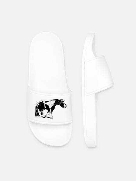 witziger Tinker , Tinker Schecke, Gipsy Horse - Männer Badelatschen - Weiß