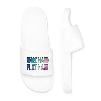 Work hard, play hard, work hard play hard * - Men’s Pool Sliders - white - Front