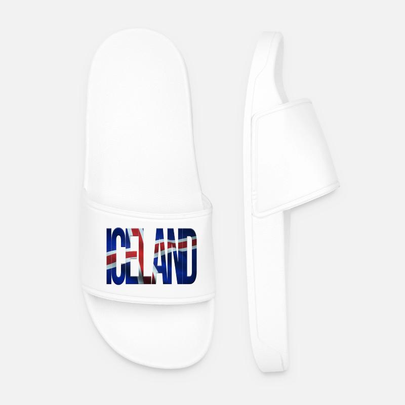 Island Design mit Flaggenmuster - Männer Badelatschen - Weiß
