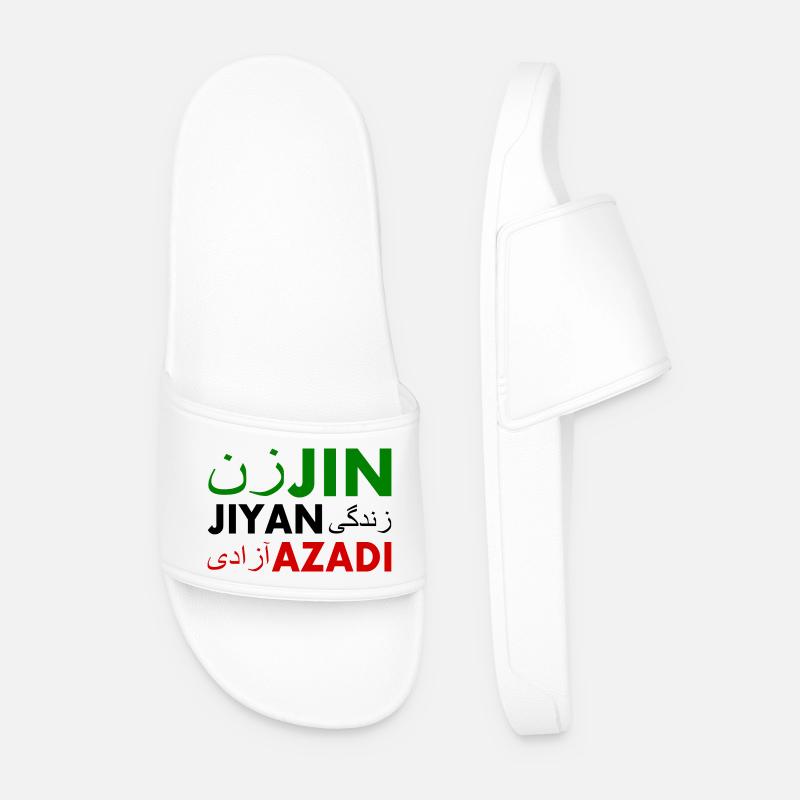 Jin jiyan azadi زن زندگی آزادی - Männer Badelatschen - Weiß