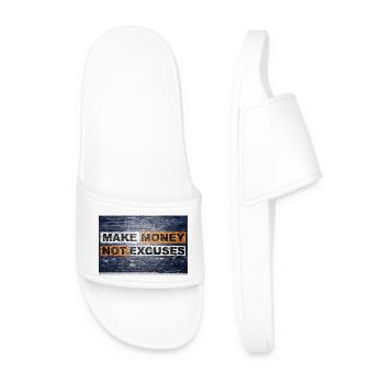 Make Money not Excuses saying lettering Graffiti - Men’s Pool Sliders - white - Front