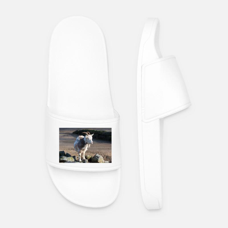Zwergziege oder Zwergziege - Männer Badelatschen - Weiß