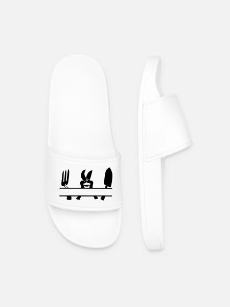 Garden gardener tool text banner - Men’s Pool Sliders - white
