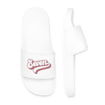 Seven 7th Birthday For Girls 7 Years Old - Men’s Pool Sliders - white - Front