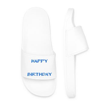HAPPY BIRTHDAY. HAPPY BIRTHDAY. ANNIVERSARY. - Men’s Pool Sliders - white - Front