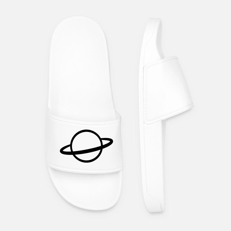 Planet with Ring Icon Outline - Men’s Pool Sliders - white
