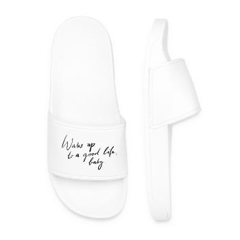 Wake up to a good life - Men’s Pool Sliders - white - Front