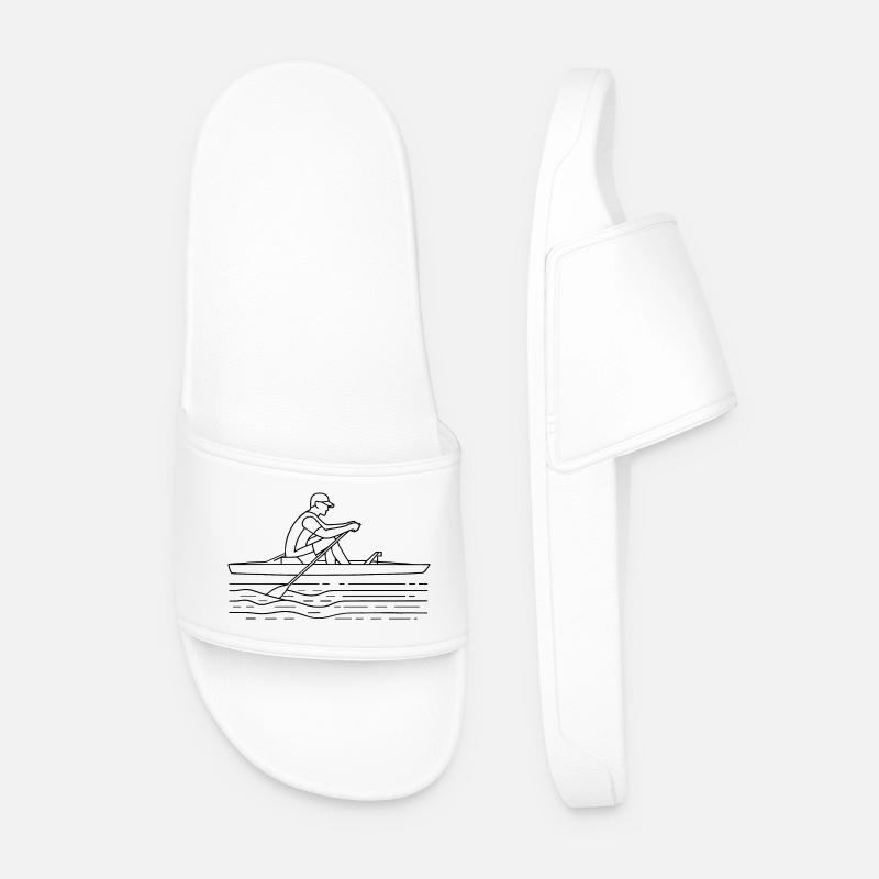 Rower Drawing - Men’s Pool Sliders - white