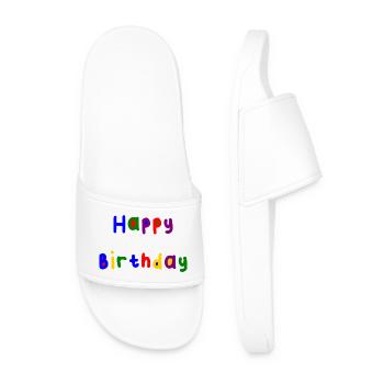 HAPPY BIRTHDAY. HAPPY BIRTHDAY. BIRTHDAY. - Men’s Pool Sliders - white - Front