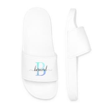 B| Monogram | Name | Ben | Watercolor - Men’s Pool Sliders - white - Front