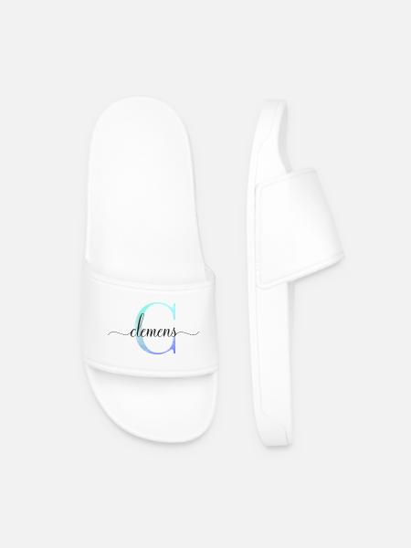 C| Monogramme | Nom | Clément| Aquarelle - Claquettes Homme - blanc