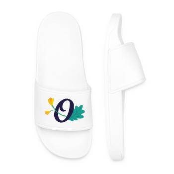 Elegant letter 'O' with flowers - Men’s Pool Sliders - white - Front