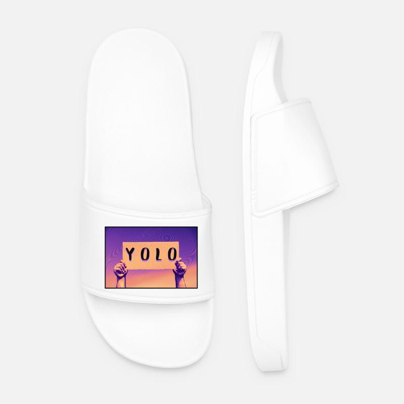 Schild - YOLO - Männer Badelatschen - Weiß