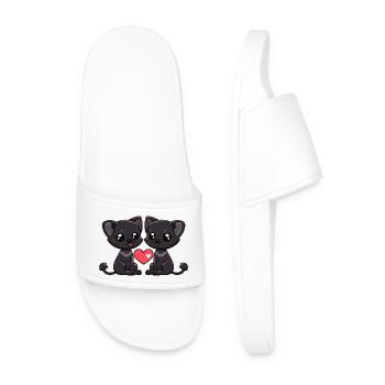 Panthère Amour Coeur Couple - Claquettes Homme - blanc - Devant