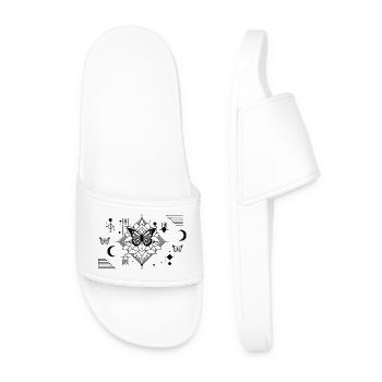 Geometric Butterfly Silhouettes - Men’s Pool Sliders - white - Front
