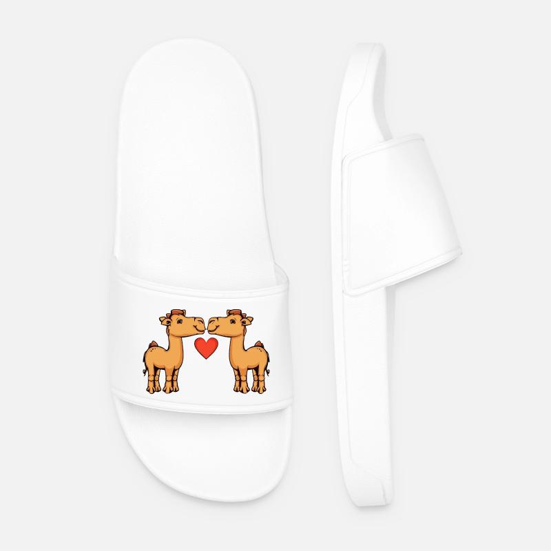 Camel Couple Valentine's Day - Men’s Pool Sliders - white
