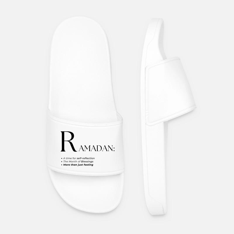 Design des Ramadan-Wörterbuch-Textstils - Männer Badelatschen - Weiß