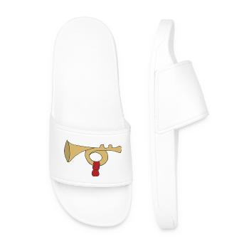 Vintage Trombone with Red Handle - Men’s Pool Sliders - white - Front