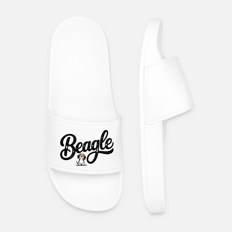 Beagle - Cool Pet Logo - Men’s Pool Sliders - white
