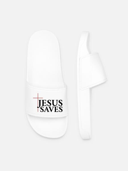 Jesus Rettet - Männer Badelatschen - Weiß