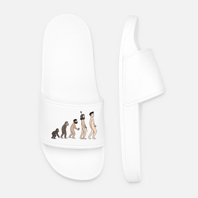 Human Development - Evolution Illustration - Men’s Pool Sliders - white