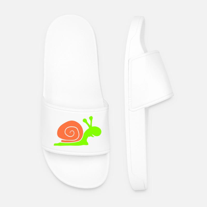 Snail Shell Cute Cute Happy Cool - Men’s Pool Sliders - white