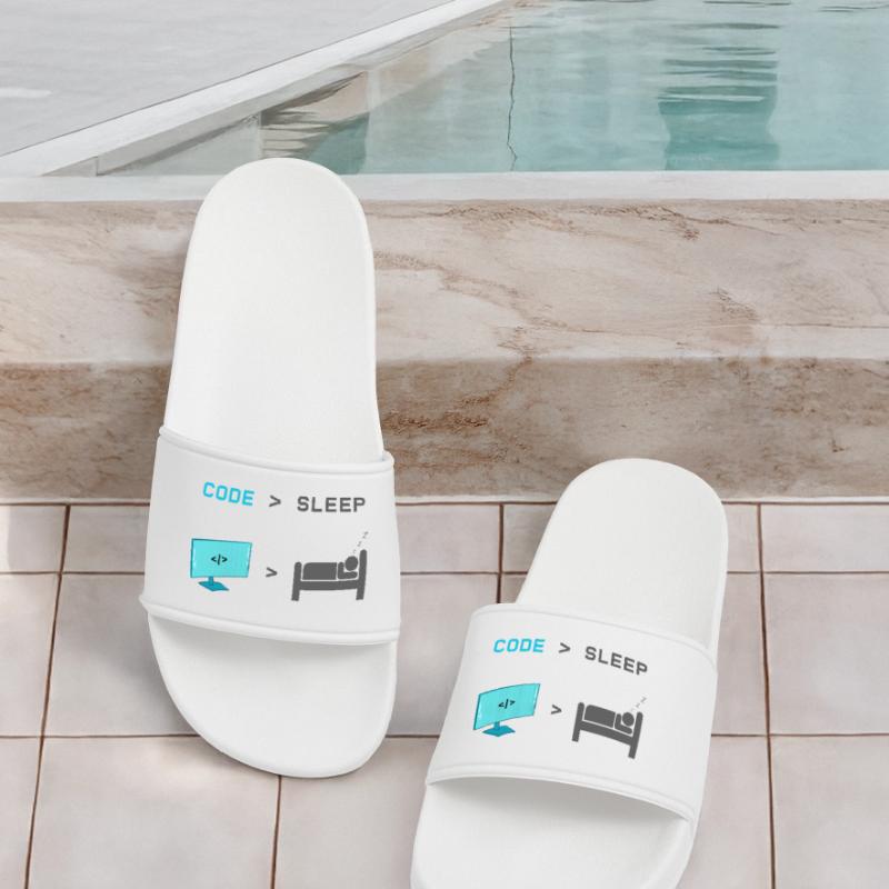 Code vs Sleep: Coder in Sleep Mode Men’s Pool Sliders