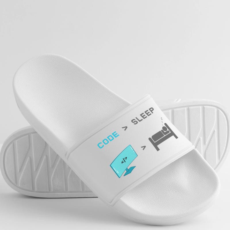 Code vs Sleep: Coder in Sleep Mode Men’s Pool Sliders