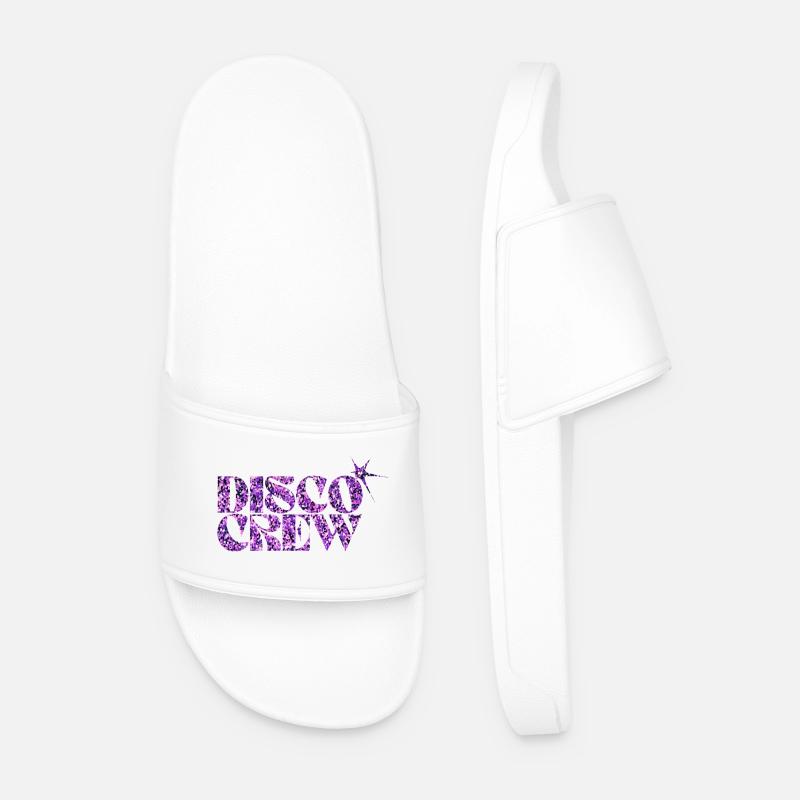 Disco Crew Purple Glitter Logo - Men’s Pool Sliders - white