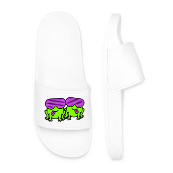 grenouilles fête lunettes de soleil cool drôle bande dessinée duo - Claquettes Homme - blanc - Devant