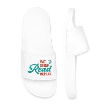 Eat Sleep Read Repeat - Men’s Pool Sliders - white - Front