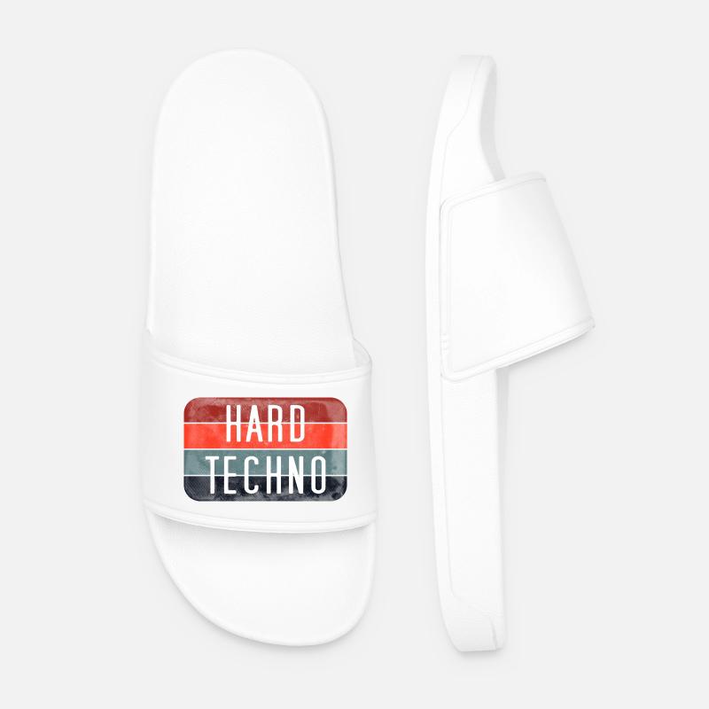 Hard Techno Stripes - Men’s Pool Sliders - white
